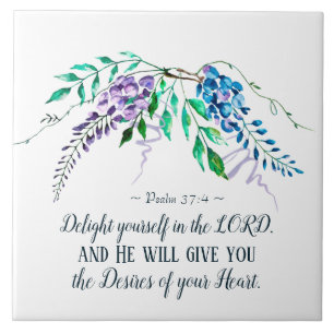 Psalm 37:4 Delight Yourself in the Lord, Floral Tile