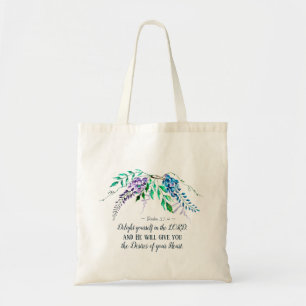 Psalm 37:4 Delight Yourself in the Lord, Floral Tote Bag