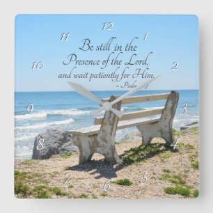 Psalm 37:7 Be still in the Presence of the Lord, Square Wall Clock
