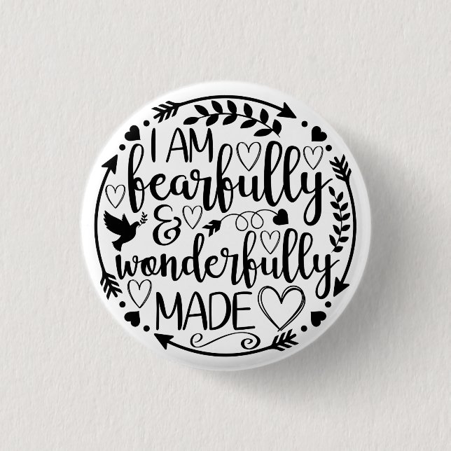 Psalm 39 Wonderfully Made Christian Scripture  1 Inch Round Button (Front)