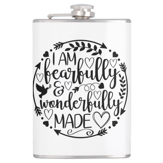 Psalm 39 Wonderfully Made Christian Scripture  Hip Flask (Front)