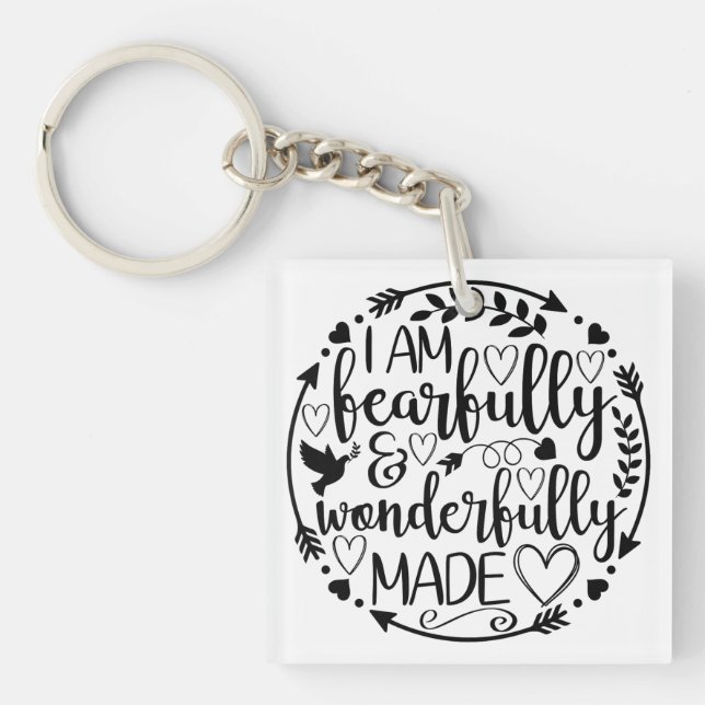 Psalm 39 Wonderfully Made Christian Scripture  Keychain (Front)