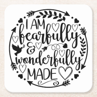 Psalm 39 Wonderfully Made Christian Scripture Square Paper Coaster