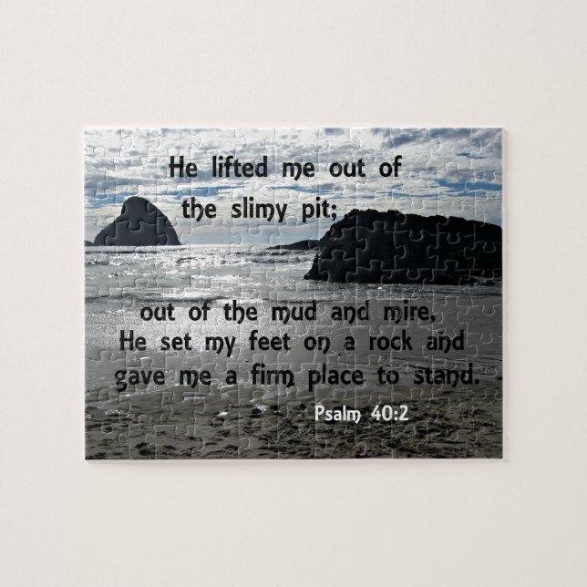 Psalm 40:2 He lifted me out of the slimy pit Jigsaw Puzzle (Horizontal)