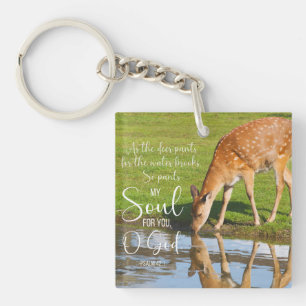 Psalm 42:1 As the Deer Pants for the Water Bible Keychain