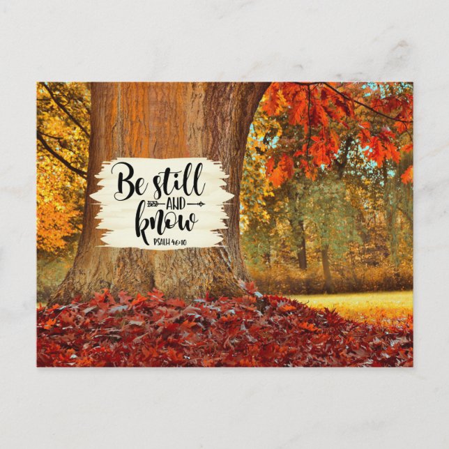 Psalm 46:10 Be Still and Know, Autumn Tree Postcard (Front)