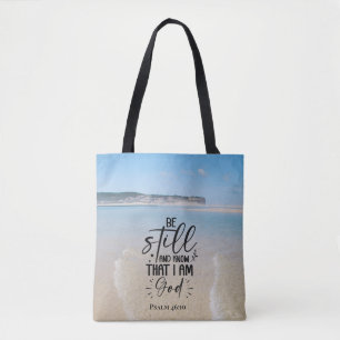 Psalm 46:10 Be Still and Know I Am God Ocean Beach Tote Bag