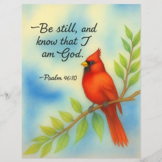 Psalm 46:10 Be Still Red Cardinal Scripture Nature Flyer (Front)