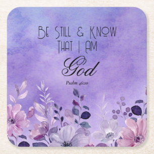 Psalm 46:10 Bible Verse Square Paper Coaster
