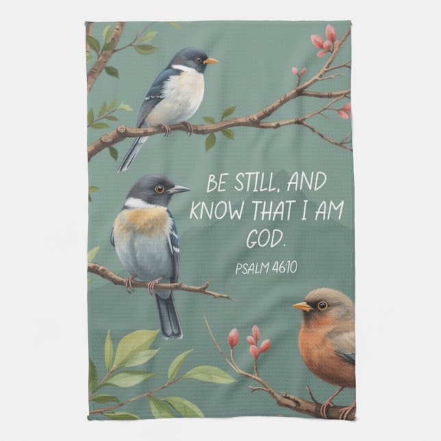 Psalm 46:10 Christian Bible Verse Image  Kitchen Towel (Vertical)