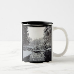Psalm 46:10 - Winter Scene Two-Tone Coffee Mug