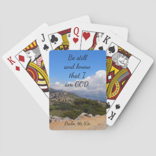 Psalm 46:10a Christian Bible Verse Mountain Custom Playing Cards