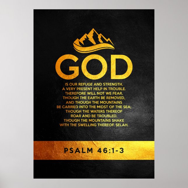 Psalm 46:1-3 Bible Verse Poster (Front)