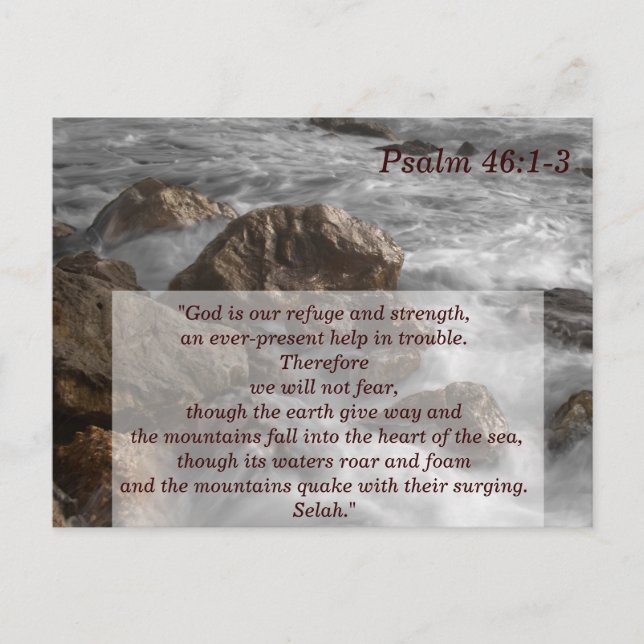 Psalm 46 1-3 God is Our Refuge Bible Verse Memory Postcard (Front)