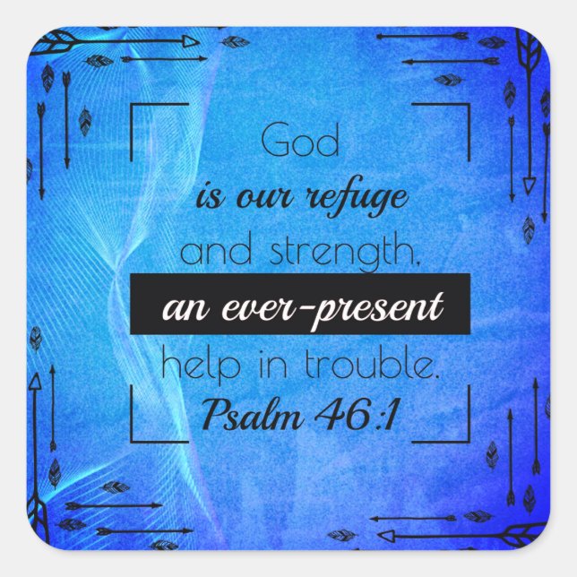 Psalm 46:1 Bible Verse Square Sticker (Front)