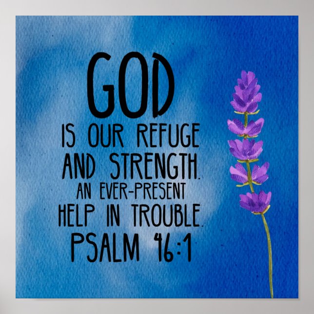 Psalm 46:1 Christian Bible Verse Art Poster (Front)