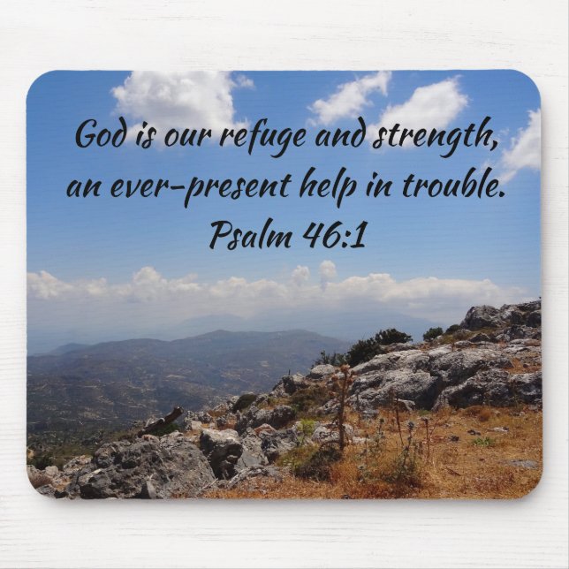 Psalm 46:1 God Is Our Strength Custom Bible Verse Mouse Pad (Front)