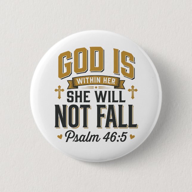 Psalm 46_5 Christian Typography Vector 2 Inch Round Button (Front)