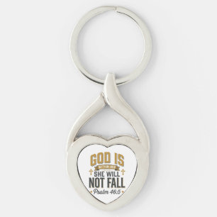 Psalm 46_5 Christian Typography Vector Keychain
