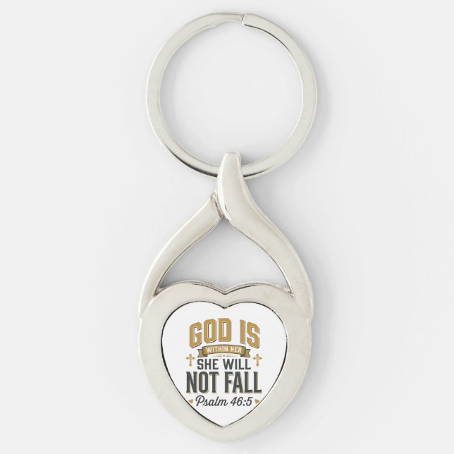 Psalm 46_5 Christian Typography Vector Keychain (Front)