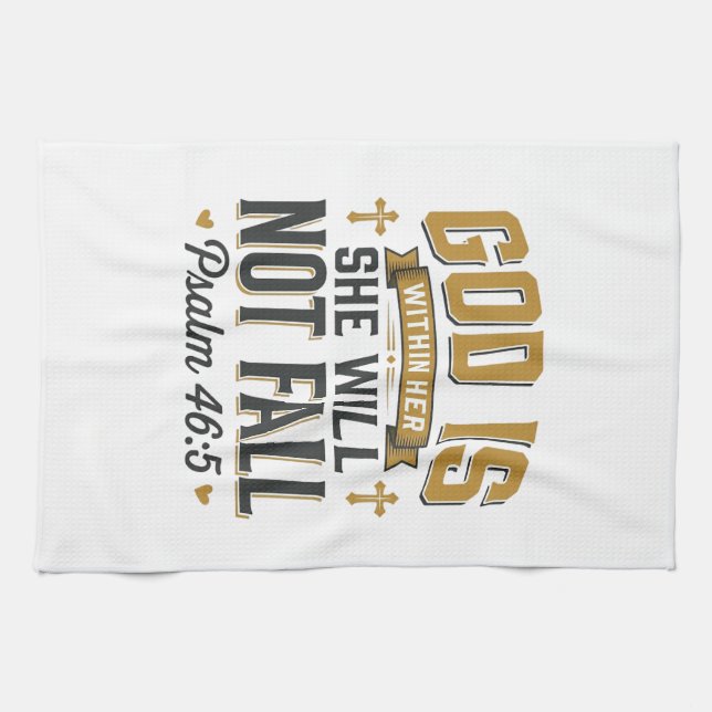 Psalm 46_5 Christian Typography Vector Kitchen Towel (Horizontal)