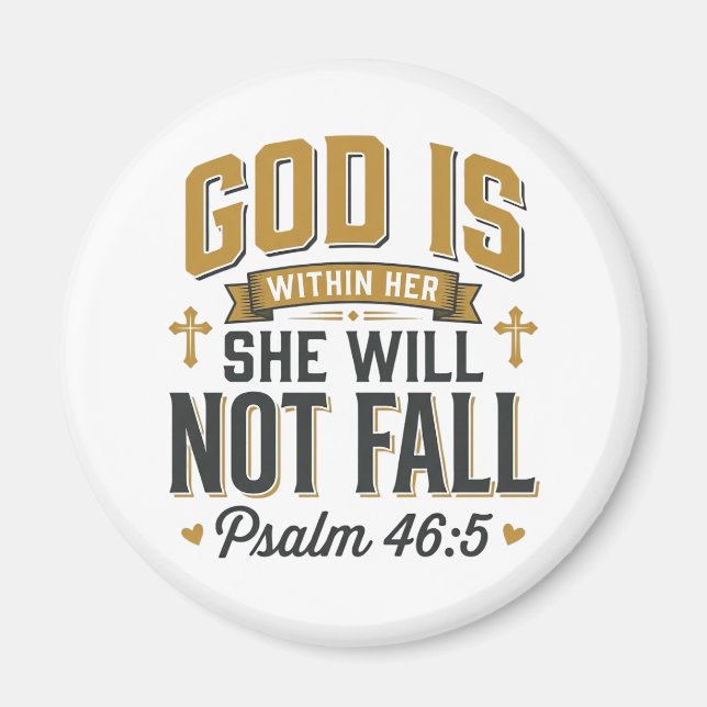 Psalm 46_5 Christian Typography Vector Magnet (Front)