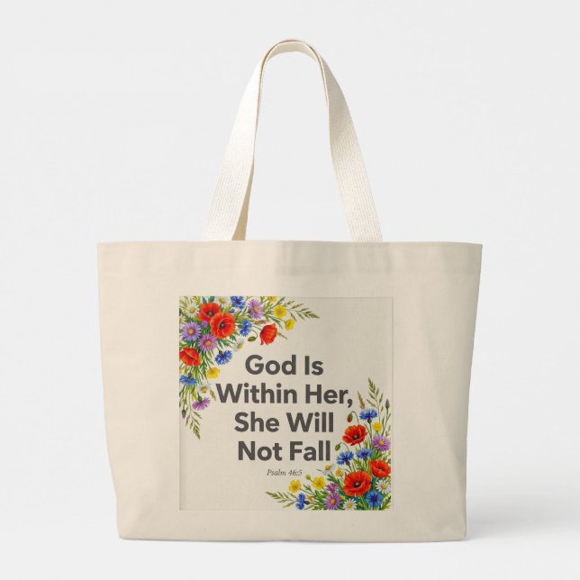  Psalm 46:5 God Is Within Her DESIGN Large Tote Bag (Back)