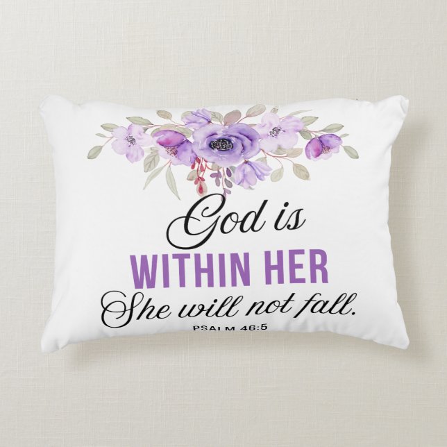 Psalm 46:5 God is within her Scripture Flower Accent Pillow (Front)