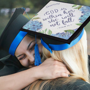 Psalm 46:5 God is within her she will not fall Graduation Cap Topper