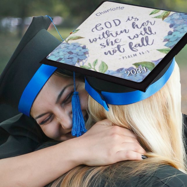 Psalm 46:5 God is within her she will not fall Graduation Cap Topper (God Is Within Her, She Will Not Fall)