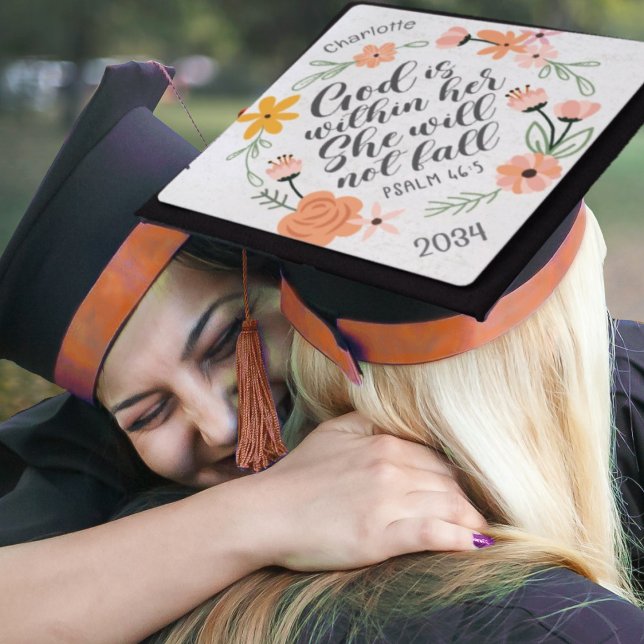 Psalm 46:5 God is within her she will not fall Graduation Cap Topper (God Is Within Her, She Will Not Fall)