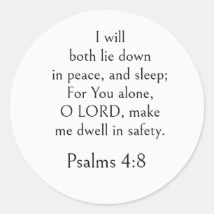 Psalm 4:8 Bible Verse, Peaceful Sleep Scripture  Classic Round Sticker