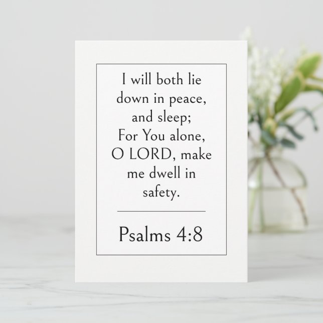 Psalm 4:8 Bible Verse, Peaceful Sleep Scripture  Invitation (Standing Front)
