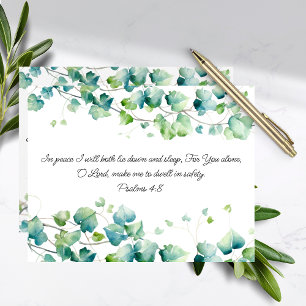 Psalm 4:8 English Burmese Ivy White Note Card