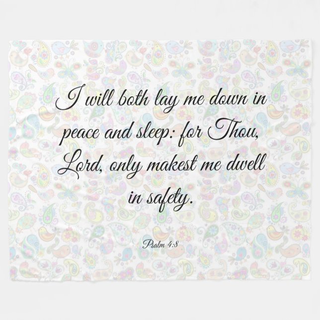 Psalm 4:8 fleece blanket (Front (Horizontal))