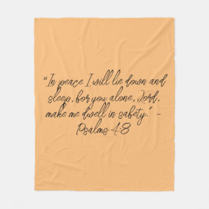 Psalm 4:8 Lie Down & Sleep Bible Verse Christian Fleece Blanket