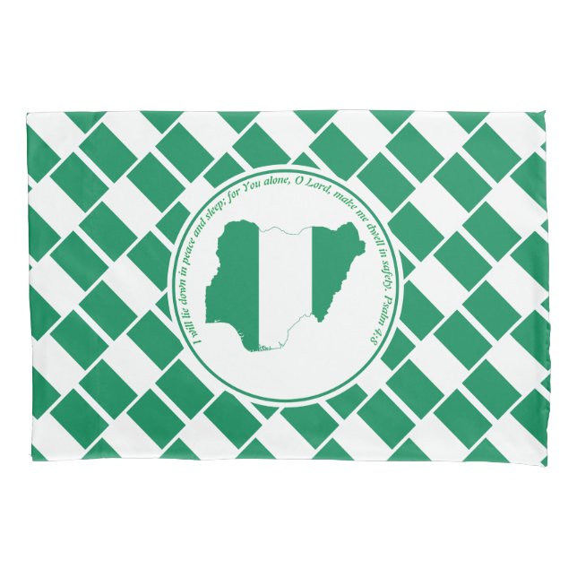 PSALM 4:8 Scripture Customized NIGERIA FLAG Pillowcase (Front)