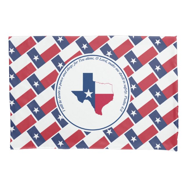 PSALM 4:8 Scripture Customized TEXAS FLAG Pillowcase (Front)