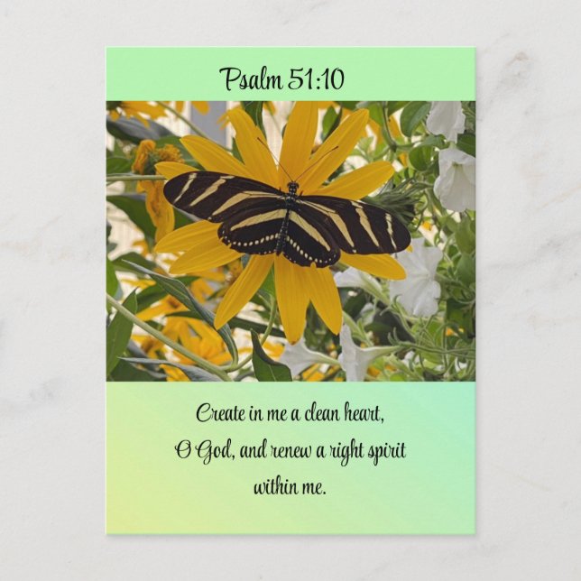 Psalm 51:10 Butterfly Post Card (Front)