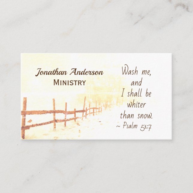 Psalm 51:7 Wash me and I shall be whiter than snow Business Card (Front)