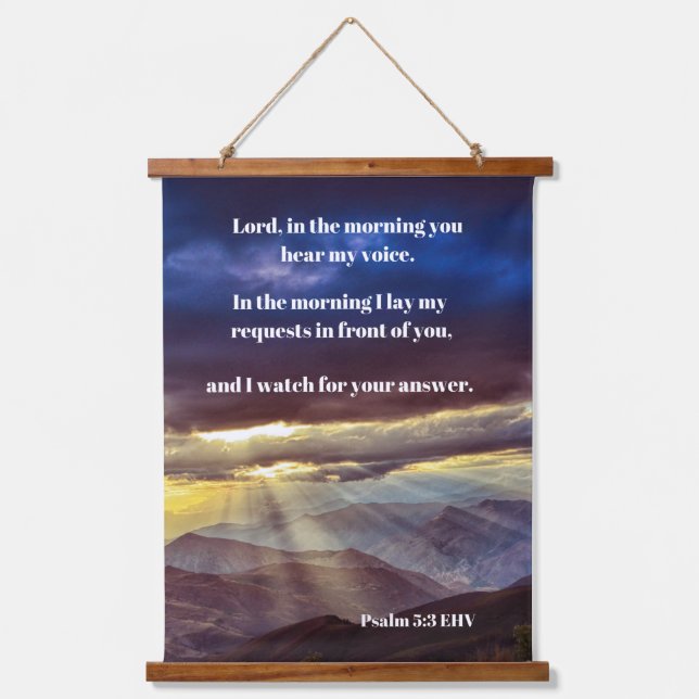 Psalm 5:3 Sunrise Bible Verse Hanging Tapestry (Front)