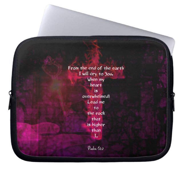 Psalm 61:2 Bible Verse Inspirational Quote Laptop Sleeve (Front)