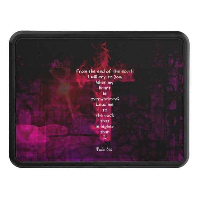 Psalm 61:2 Bible Verse Inspirational Quote Trailer Hitch Cover (Front)