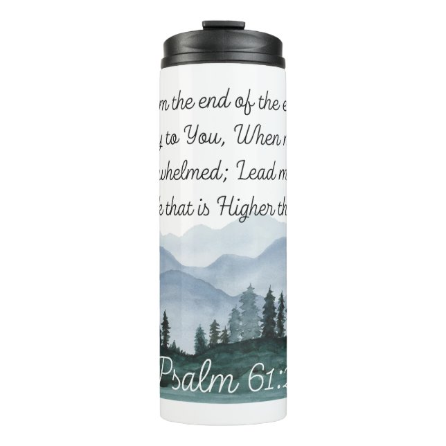 Psalm 61:2 Lead me to the Rock Bible Verse Thermal Tumbler (Front)