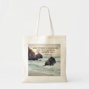 Psalm 61:2 Lead me to the Rock that is Highe Tote Bag
