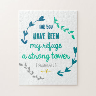 Psalm 61:3 My Refuge Bible Quote Christian Faith Jigsaw Puzzle
