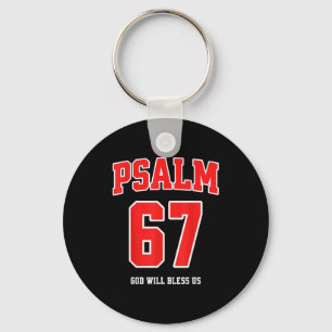 Psalm 67 God Will Bless Us Varsity Number 67  Keychain