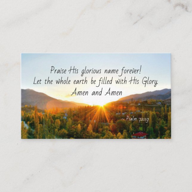 Psalm 72:19 Let the earth be filed with His Glory Business Card (Front)