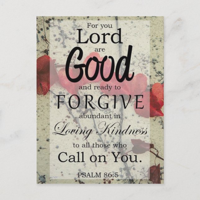 Psalm 86:5 Forgiveness Postcard (Front)