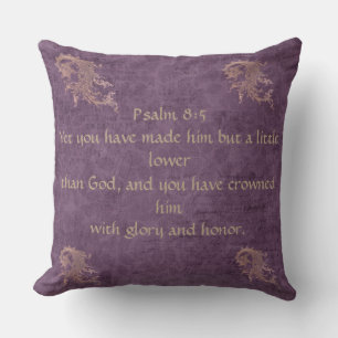Psalm 8:5 Decorative Pillow Reversible with Crown.